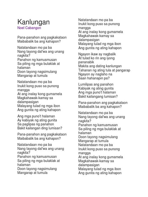 kanlungan » Tagalog .